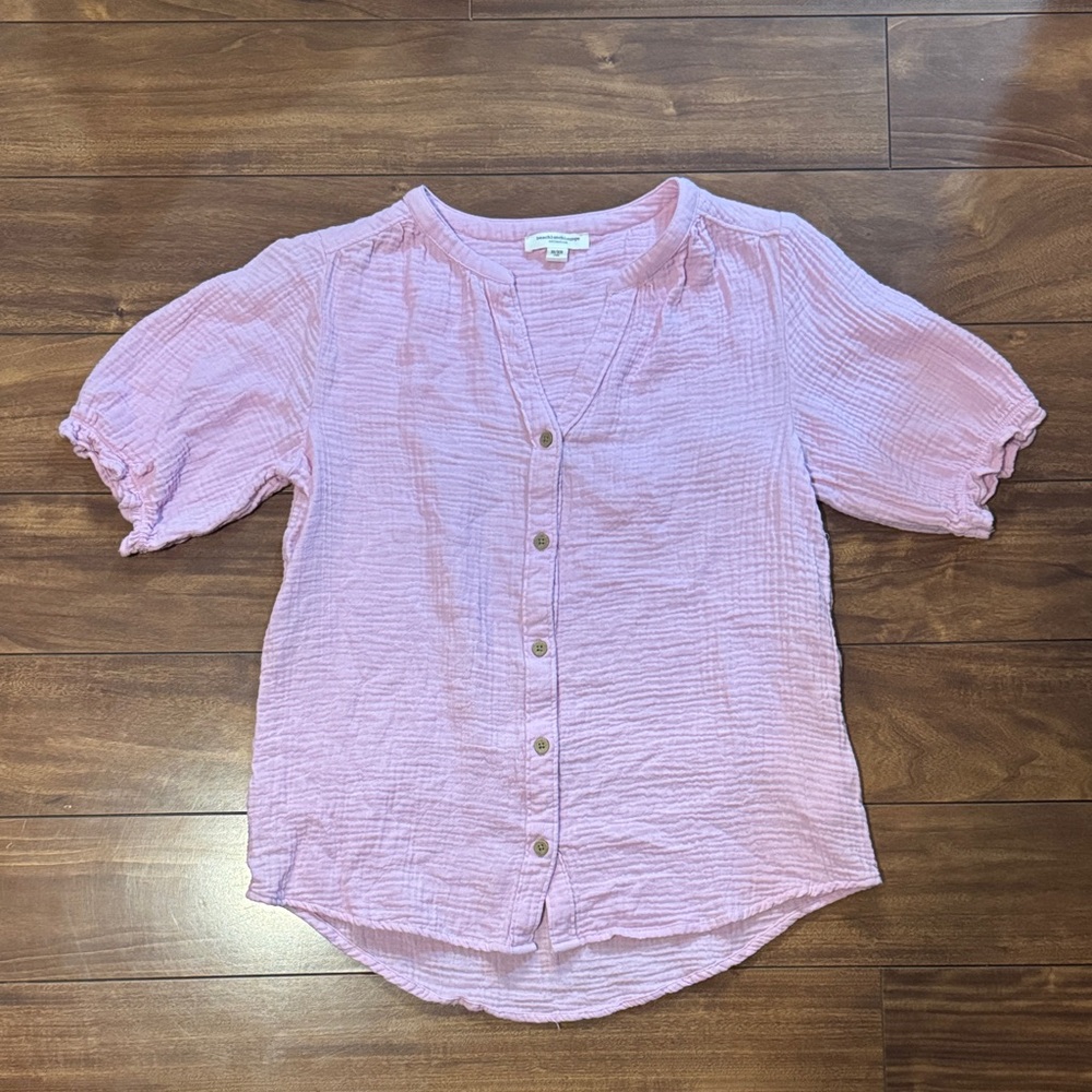 beachlunchlounge Light Pink Button-Up Blouse
